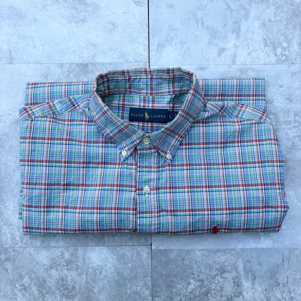 Polo Ralph Lauren Mens Large Plaid Button Down Shirt Multi Color Pony Logo L - Picture 6 of 8